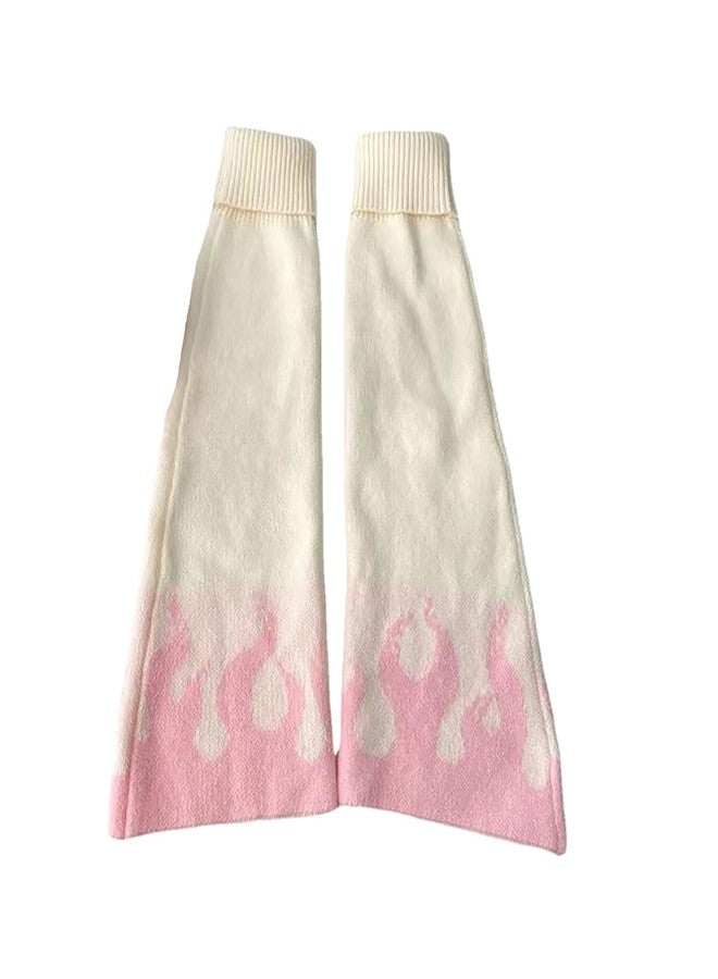 INFENU Y2k Pink Cute Print Dress Knitted Warm Leg Socks Punk Girls' Japanese Kawaii Street Clothing Leg Covers (pink) - Image 1